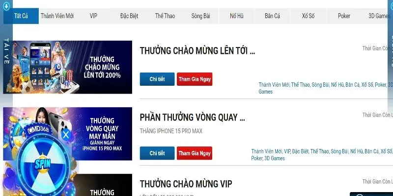 Nạp tiền nhận thưởng hấp dẫn